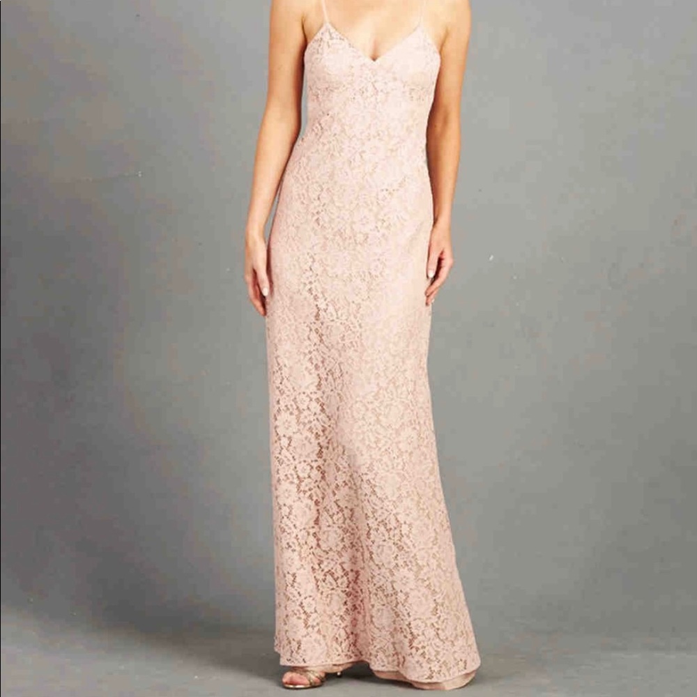 Donna Morgan Size 8 Lace Blush Bridesmaid Dress